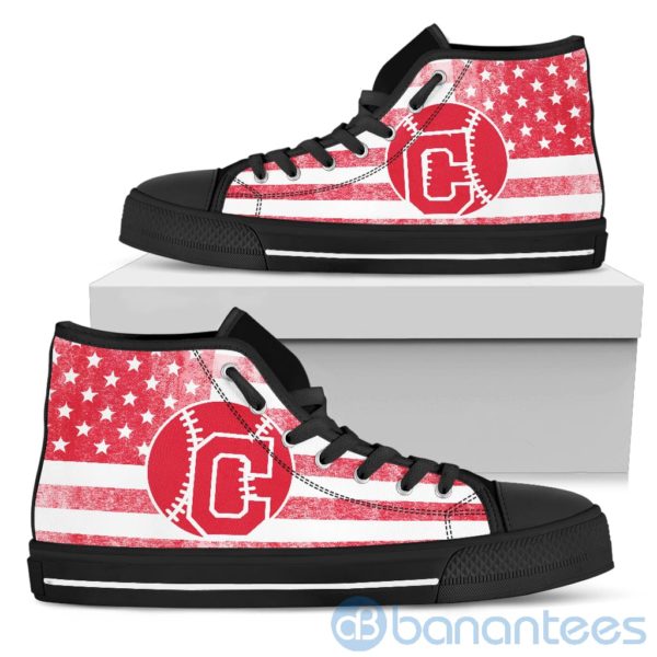 American Flag Style Cleveland Indians High Top Shoes Product Photo