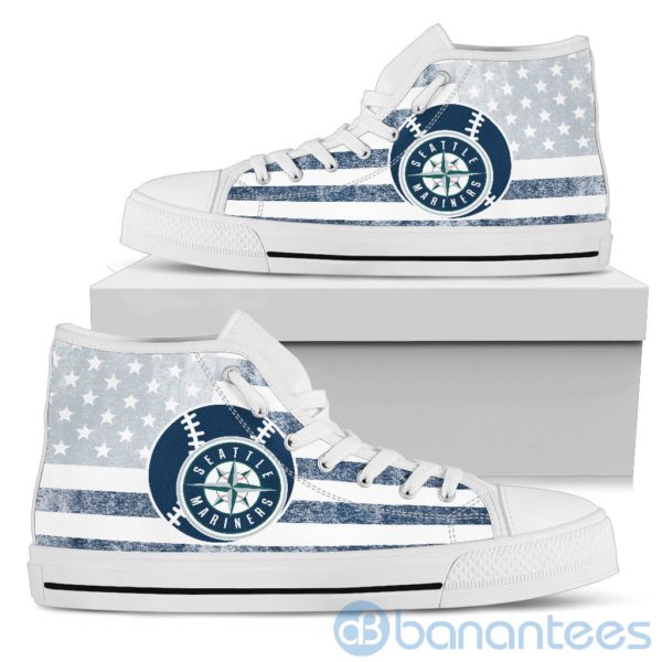 American Flag Style Seattle Mariners High Top Shoes Product Photo