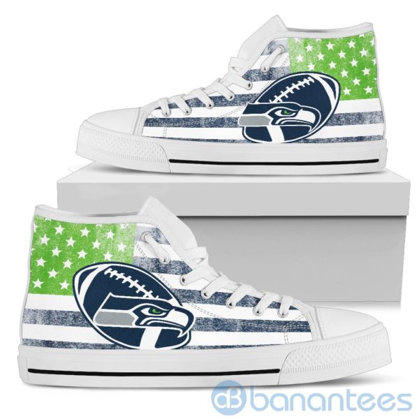 American Flag Style Seattle Seahawks High Top Shoes Product Photo