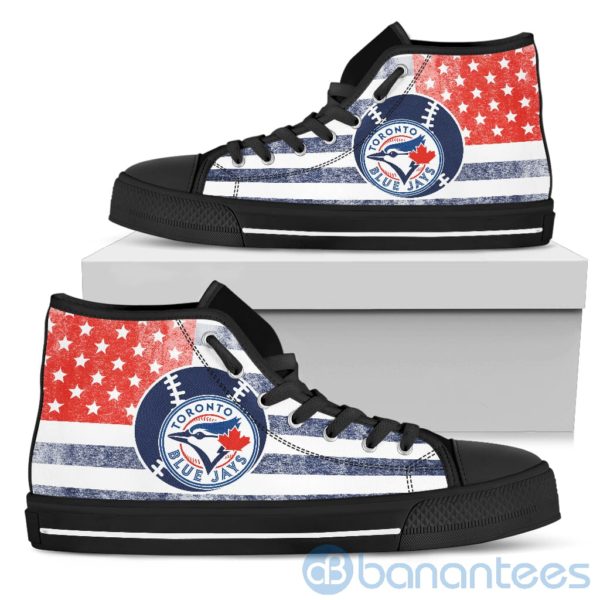 American Flag Style Toronto Blue Jays High Top Shoes Product Photo