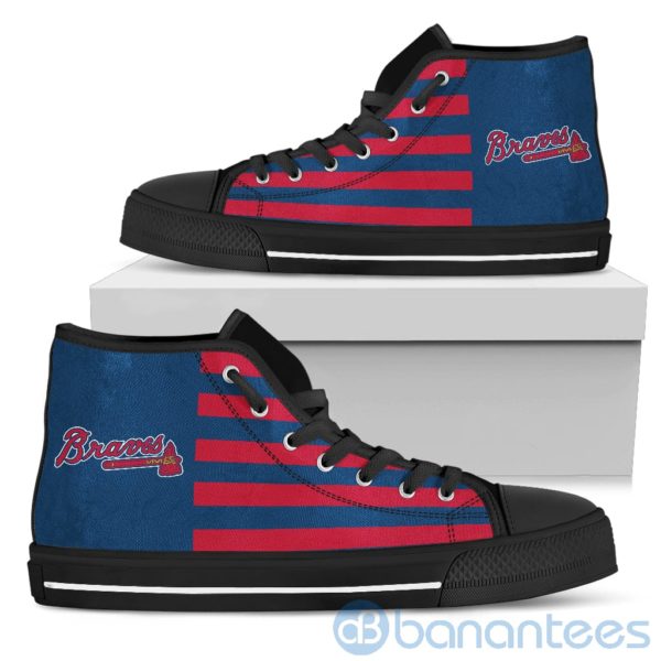American Flag With Logo Of Atlanta Braves?High Top Shoes Product Photo