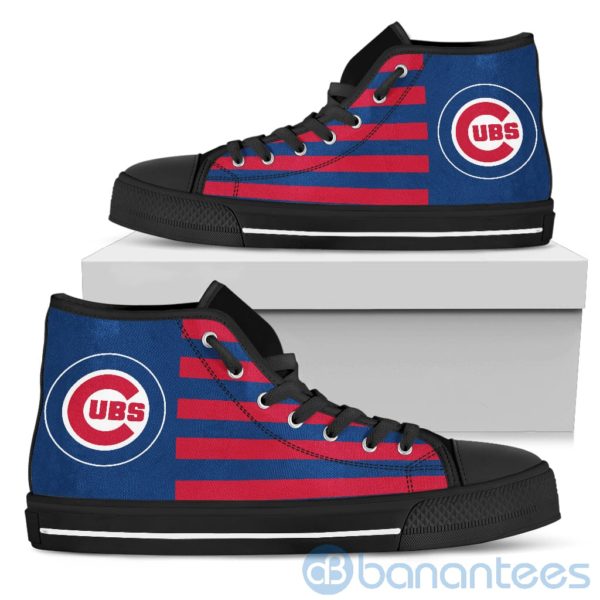 American Flag With Logo Of Chicago Cubs?High Top Shoes Product Photo