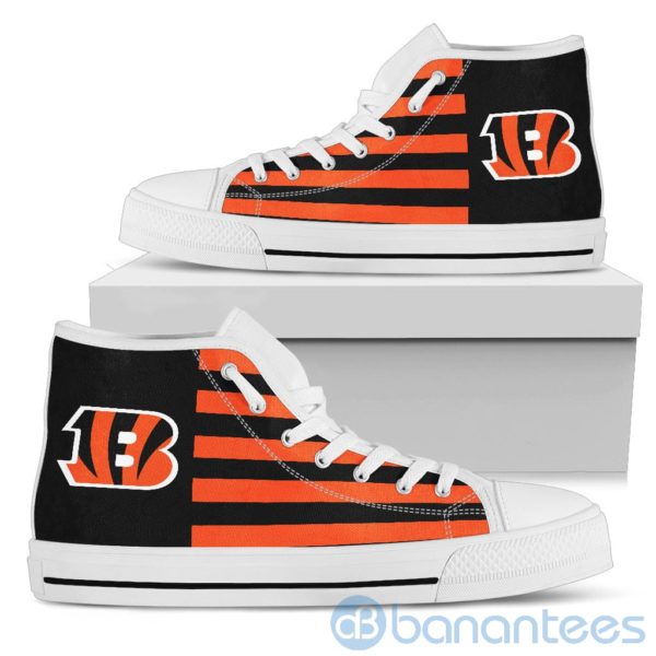 American Flag With Logo Of Cincinnati Bengals High Top Shoes Product Photo