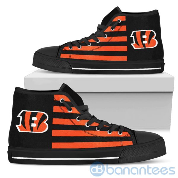 American Flag With Logo Of Cincinnati Bengals High Top Shoes Product Photo