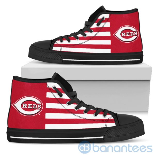 American Flag With Logo Of Cincinnati Reds High Top Shoes Product Photo