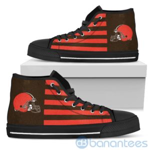 American Flag With Logo Of Cleveland Browns High Top Shoes Product Photo