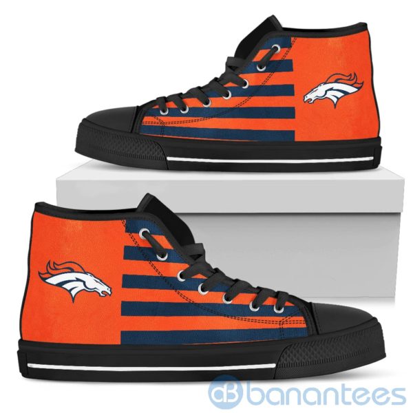 American Flag With Logo Of Denver Broncos High Top Shoes Product Photo
