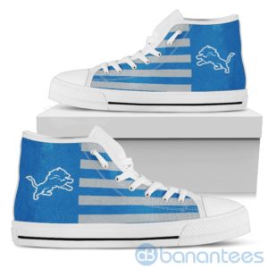 American Flag With Logo Of Detroit Lions High Top Shoes Product Photo