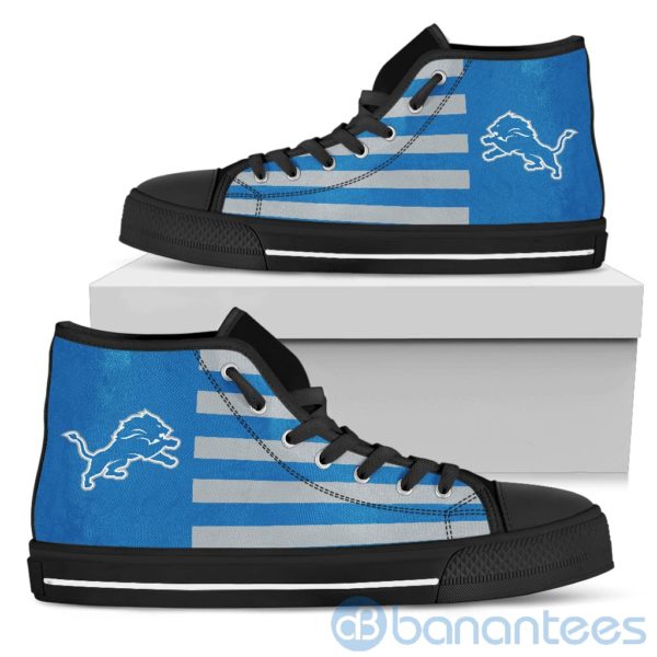 American Flag With Logo Of Detroit Lions High Top Shoes Product Photo