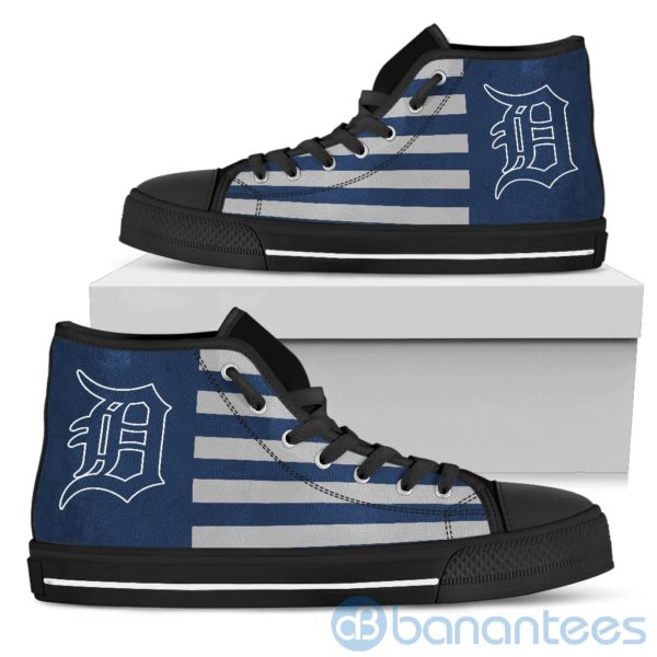American Flag With Logo Of Detroit Tigers High Top Shoes Product Photo