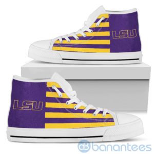 American Flag With Logo Of LSU Tigers High Top Shoes Product Photo