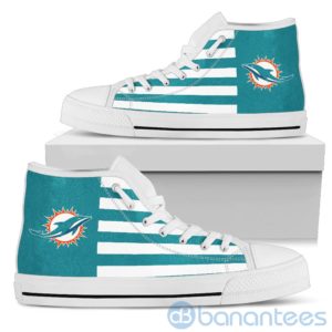 American Flag With Logo Of Miami Dolphins High Top Shoes Product Photo
