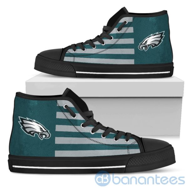 American Flag With Logo Of Philadelphia Eagles High Top Shoes Product Photo