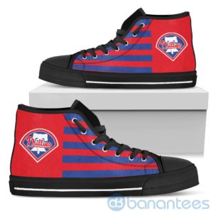 American Flag With Logo Of Philadelphia Phillies High Top Shoes Product Photo