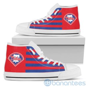 American Flag With Logo Of Philadelphia Phillies High Top Shoes Product Photo