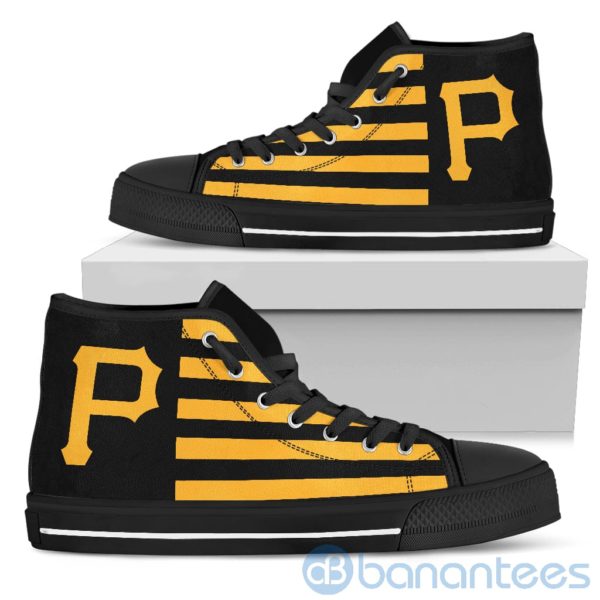 American Flag With Logo Of Pittsburgh Pirates High Top Shoes Product Photo