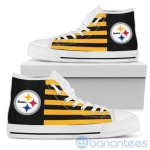 American Flag With Logo Of Pittsburgh Steelers High Top Shoes Product Photo