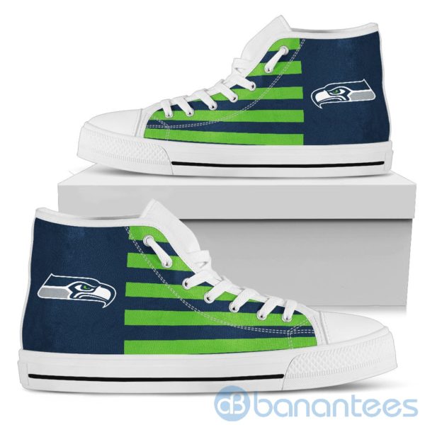 American Flag With Logo Of Seattle Seahawks High Top Shoes Product Photo