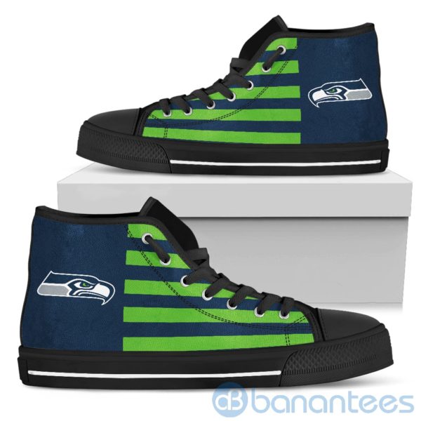 American Flag With Logo Of Seattle Seahawks High Top Shoes Product Photo