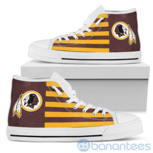 American Flag With Logo Of Washington Redskins High Top Shoes Product Photo