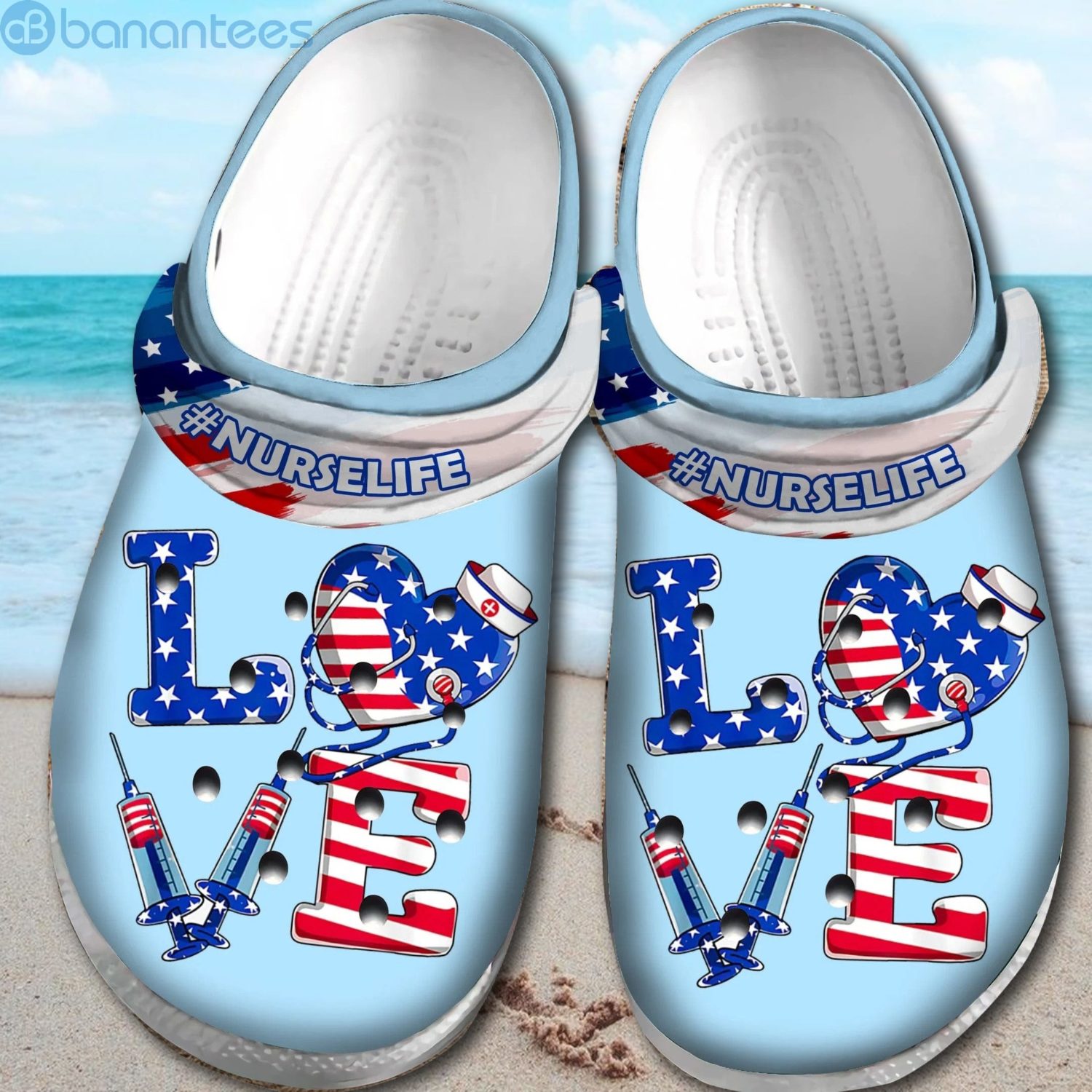 American Love Nurse 4Th Of July Clog Shoes For Men And Women