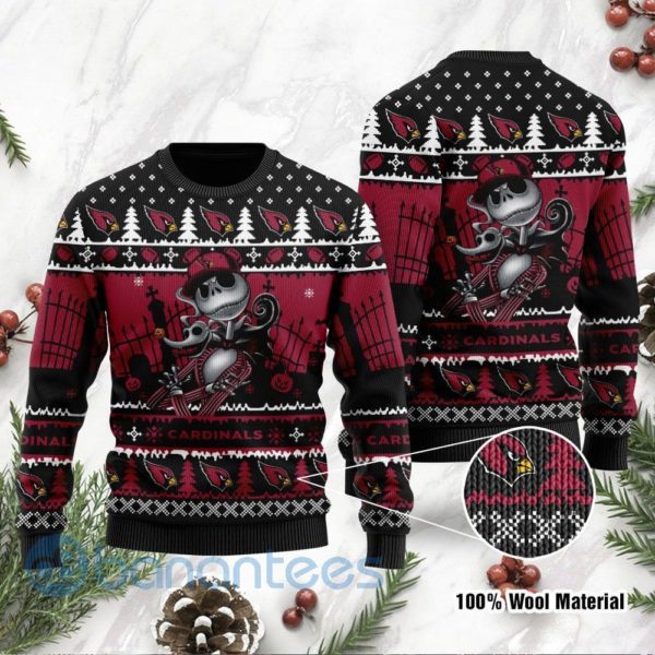 Arizona Cardinals Jack Skellington Halloween Ugly Christmas 3D Sweater Product Photo