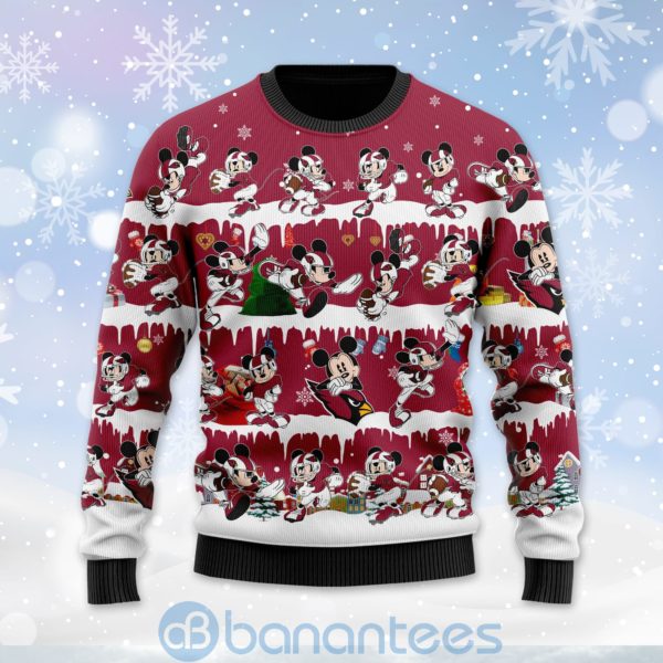 Arizona Cardinals Mickey American Football Ugly Christmas 3D Sweater Product Photo