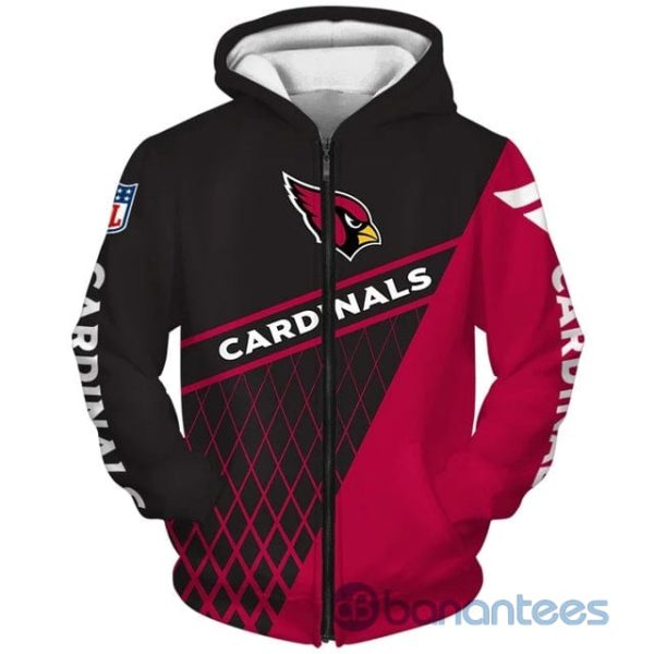 Arizona Cardinals Red And Black All Over Printed 3D Hoodie Zip Hoodie Product Photo