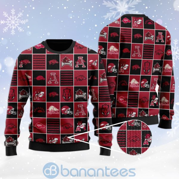 Arkansas Razorbacks Football Team Logo Ugly Christmas 3D Sweater Product Photo