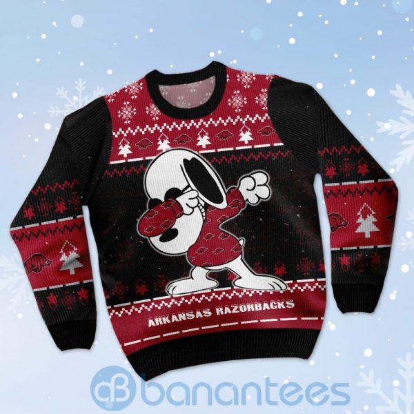 Arkansas Razorbacks Snoopy Dabbing Ugly Christmas 3D Sweater Product Photo