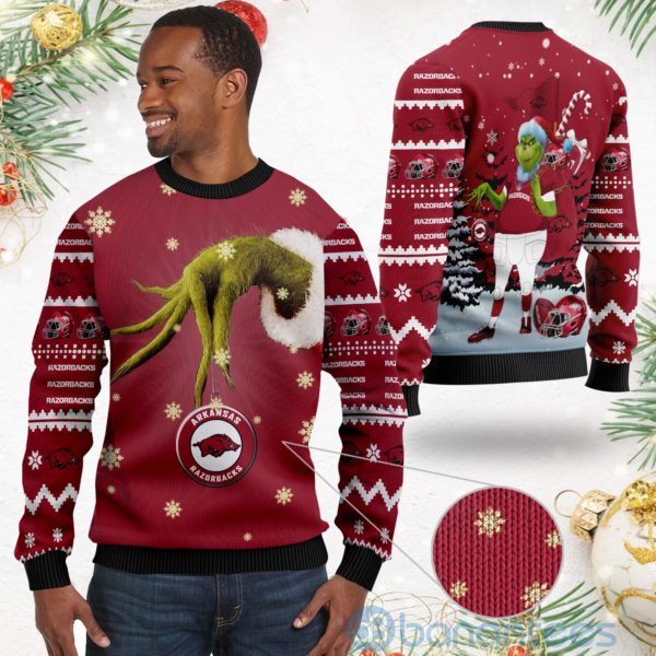 Arkansas Razorbacks Team Grinch Ugly Christmas 3D Sweater Product Photo