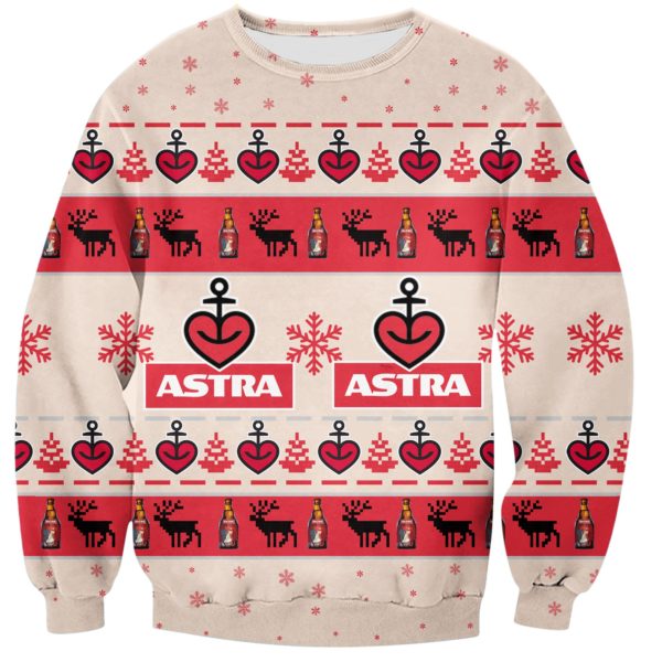 Astra Bier Print Ugly Christmas All Over Printed 3D Sweatshirt Product Photo