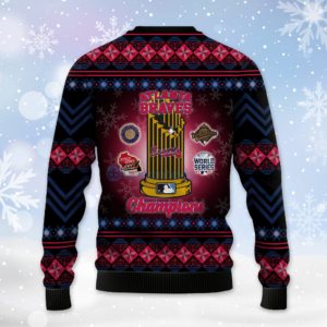 Atlanta Braves World Series Champions The Commissioner's Trophy Ugly Christmas 3D Sweater Product Photo