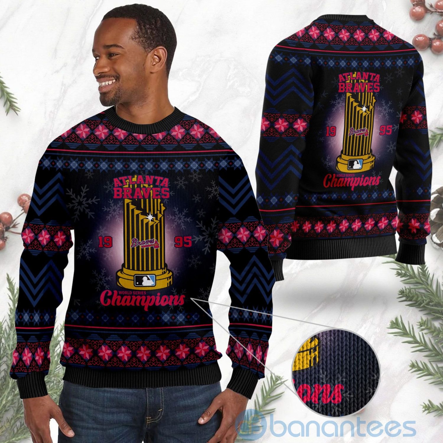 Atlanta Braves World Series Champions Ugly Christmas 3D Sweater