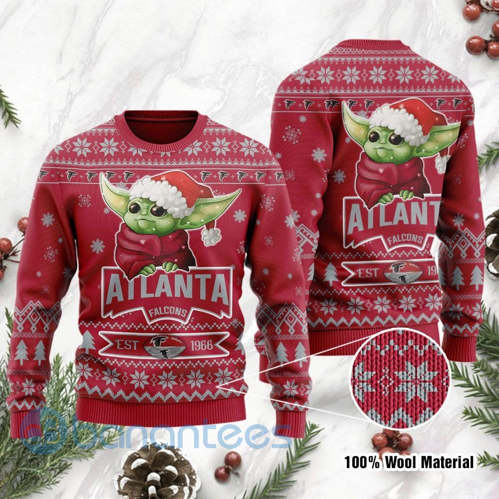 Atlanta Falcons Cute Baby Yoda Grogu Ugly Christmas 3D Sweater