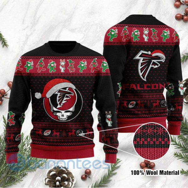 Atlanta Falcons Grateful Dead SKull And Bears Custom Name Uglu Christmas 3D Sweater Product Photo