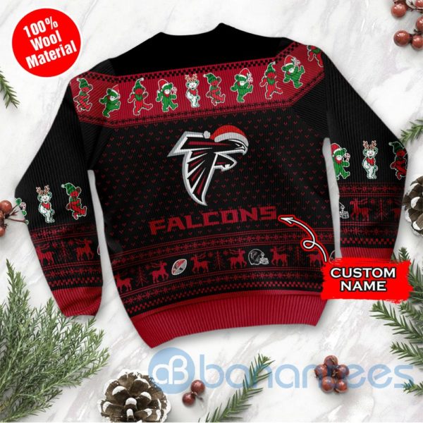 Atlanta Falcons Grateful Dead SKull And Bears Custom Name Uglu Christmas 3D Sweater Product Photo