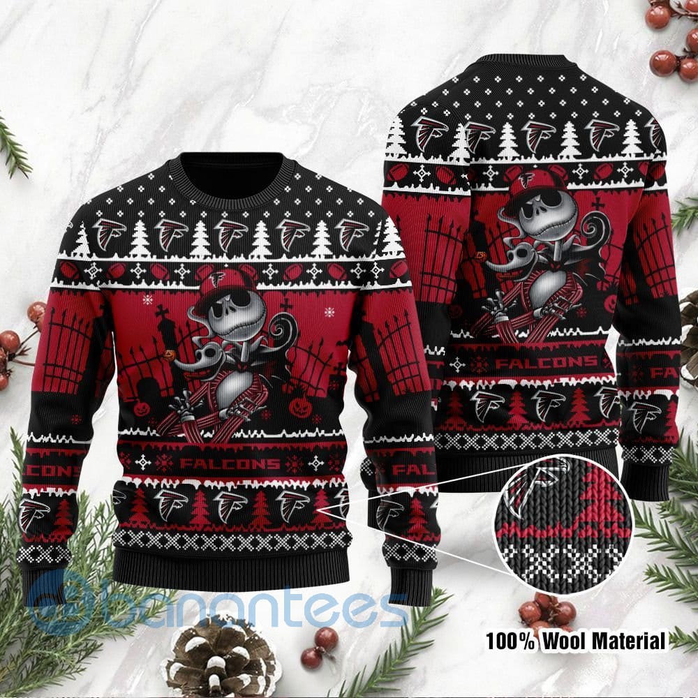 Atlanta Falcons Jack Skellington Halloween Ugly Christmas 3D Sweater