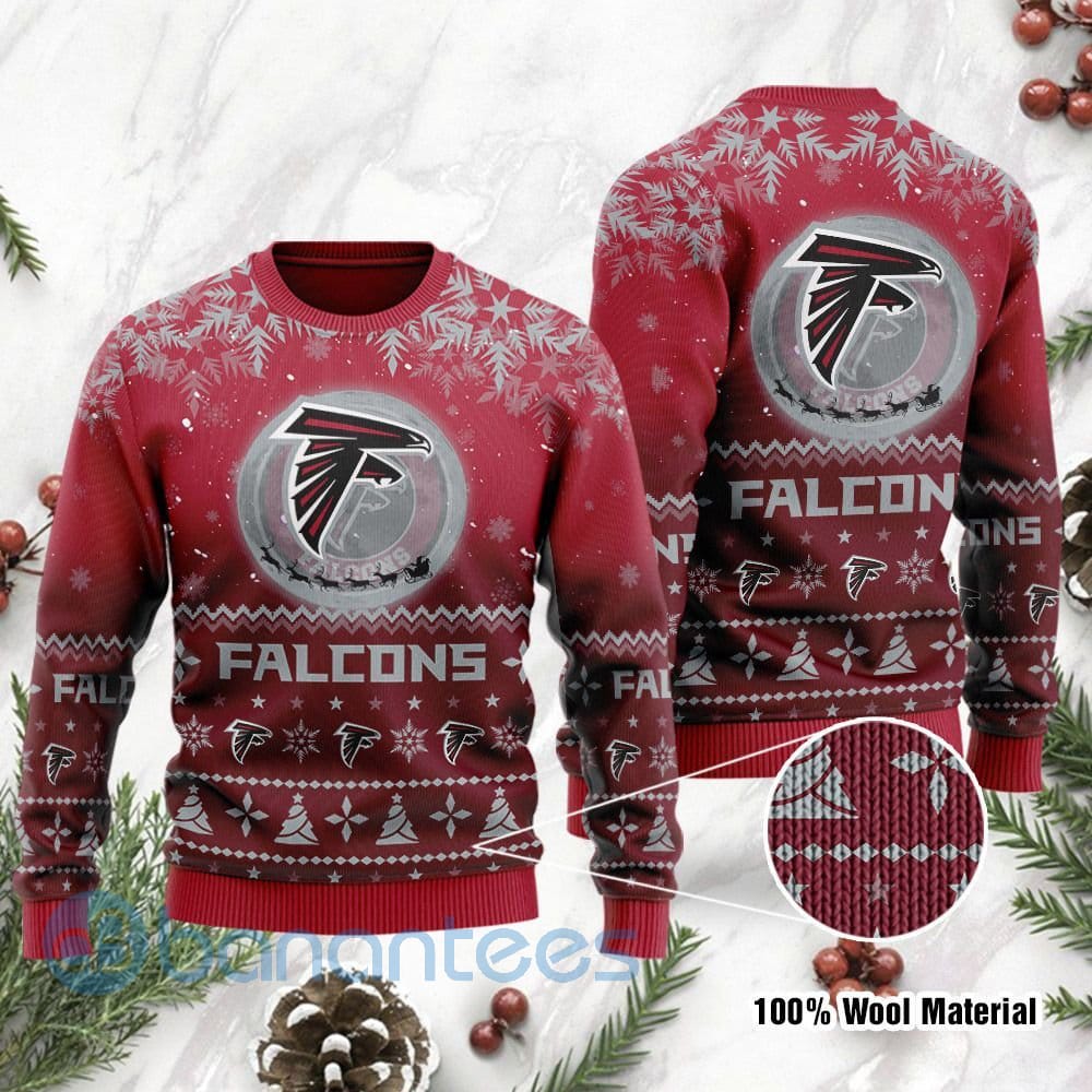 Atlanta Falcons Santa Claus In The Moon Ugly Christmas 3D Sweater