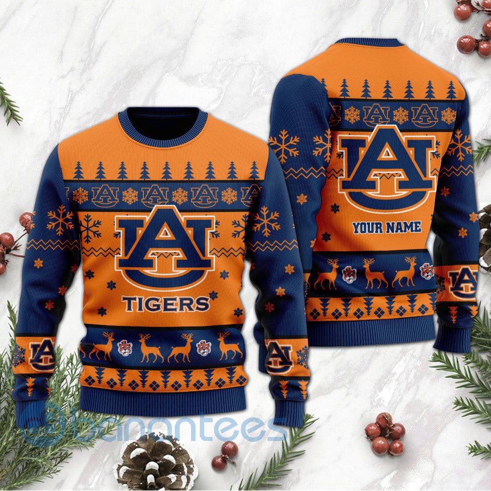Auburn Tigers Custom Name Personalized Ugly Christmas 3D Sweater