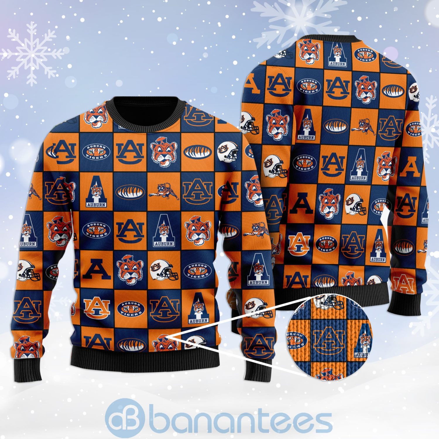 Auburn Tigers Football Team Logo Ugly Christmas 3D Sweater