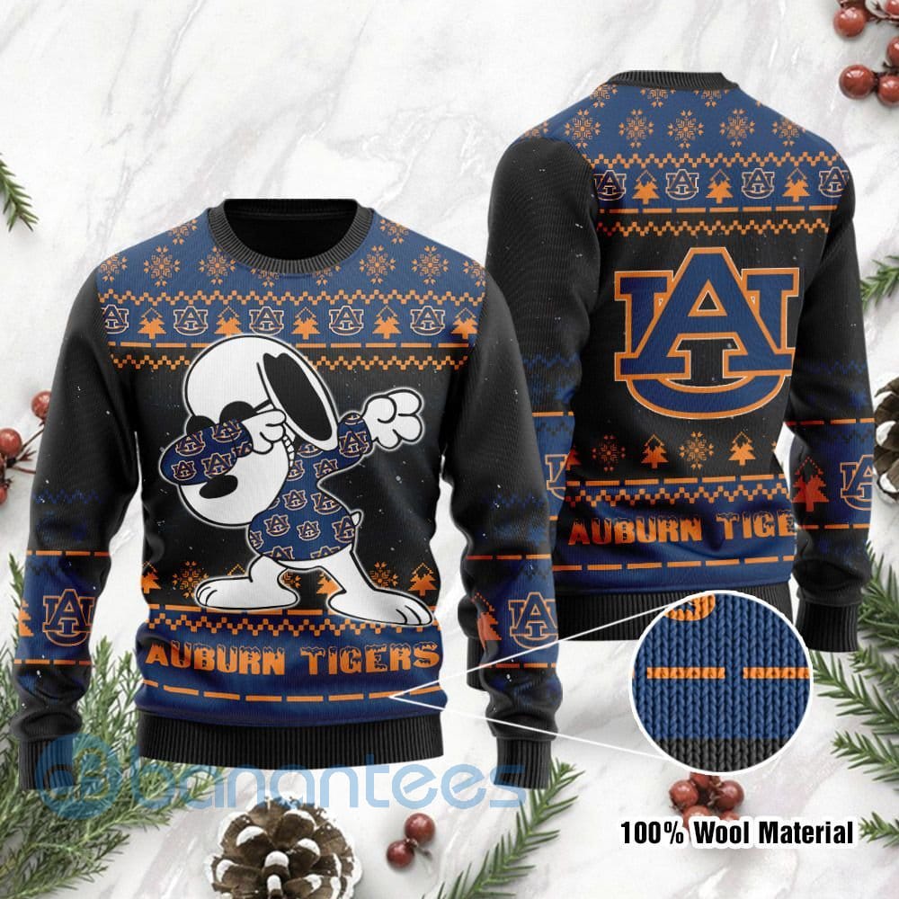 Auburn Tigers Snoopy Dabbing Ugly Christmas 3D Sweater