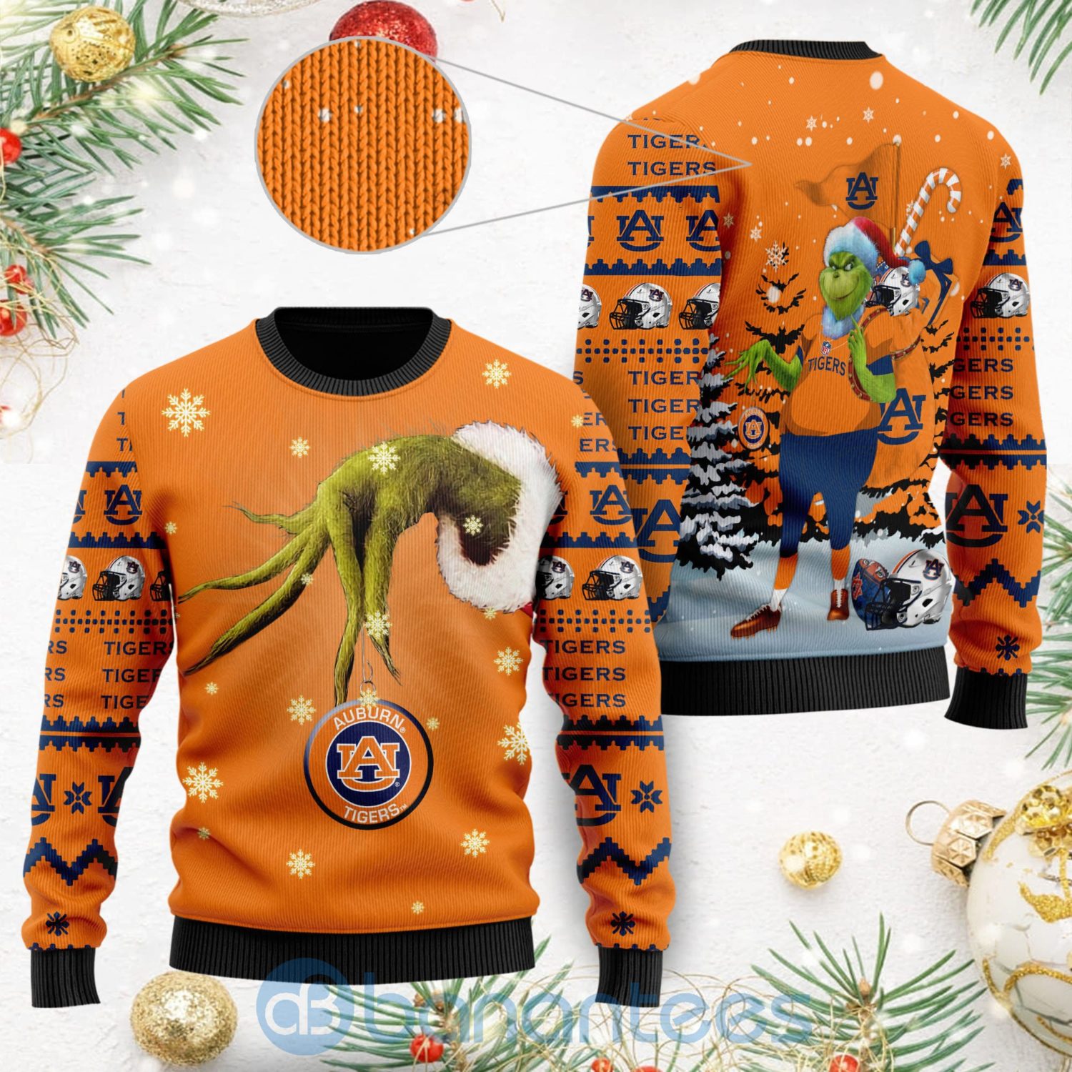 Auburn Tigers Team Grinch Ugly Christmas 3D Sweater