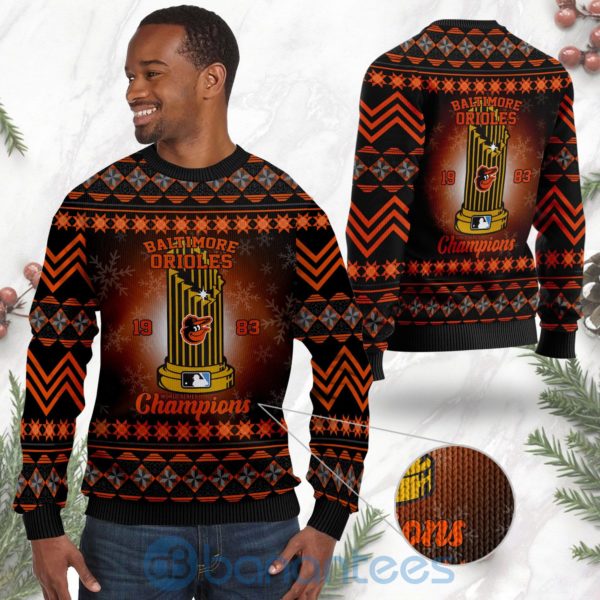 Baltimore Orioles World Series Champions Ugly Christmas 3D Sweater Product Photo