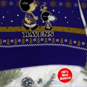 Baltimore Ravens Funny Charlie Brown Peanuts Snoopy Ugly Christmas 3D Sweater Product Photo