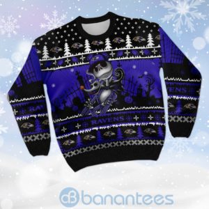 Baltimore Ravens Jack Skellington Halloween Ugly Christmas 3D Sweater Product Photo