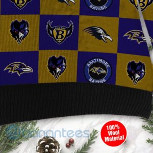 Baltimore Ravens Logo Checkered Flannel Design Ugly Christmas 3D Sweater Product Photo