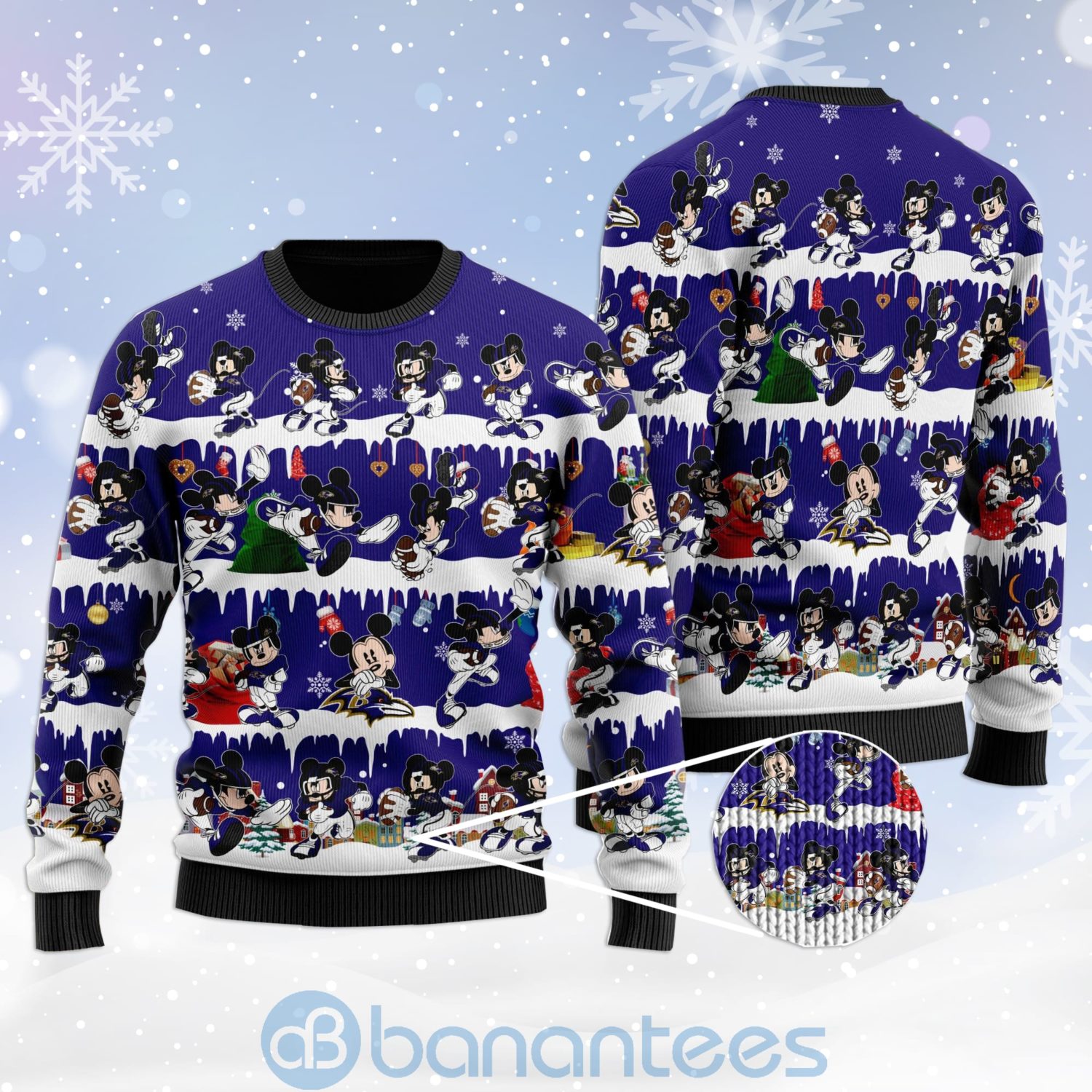 Baltimore Ravens Mickey American Football Ugly Christmas 3D Sweater