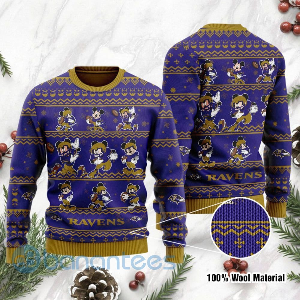 Baltimore Ravens Mickey Mouse Ugly Christmas 3D Sweater