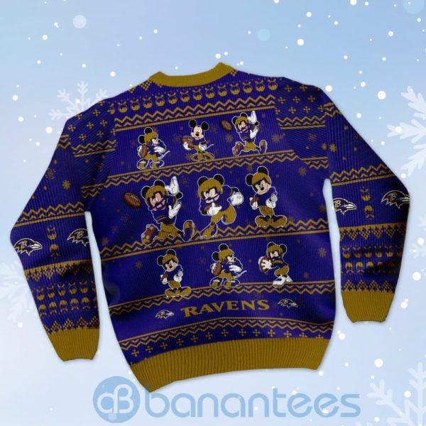 Baltimore Ravens Mickey Mouse Ugly Christmas 3D Sweater Product Photo